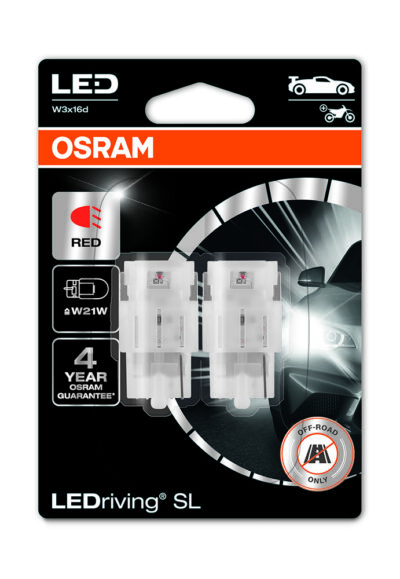LEDriving® LEDlampa SL W21W | T20 | Röd
