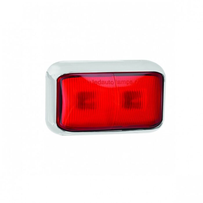 Bakmarkering 2LED Röd Krom