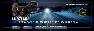 Luxtar relækabelsæt Master & Slave X 4 | 12V | 80A relæ