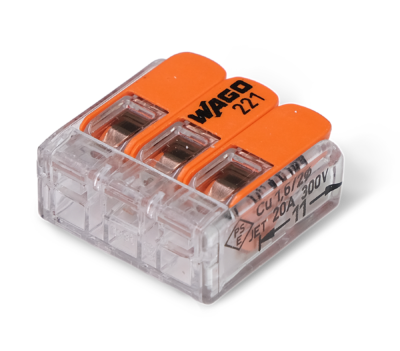 Conector de empalme con palancas Wago 221-413 | 3 conductores