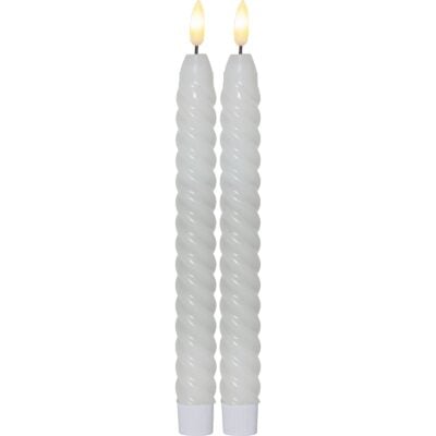 Star Trading LED Antikljus Flamme Swirl 25cm Vit 2-pack