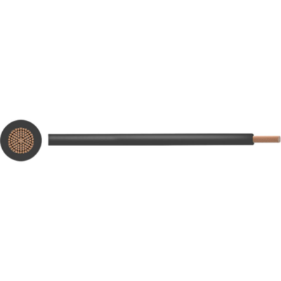 Flertrådet leder PVC 0,5 mm² Blank kobber Sort pr. meter