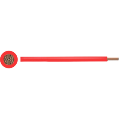 Flertrådet leder PVC 1mm2 Blank kobber Rød pr. meter