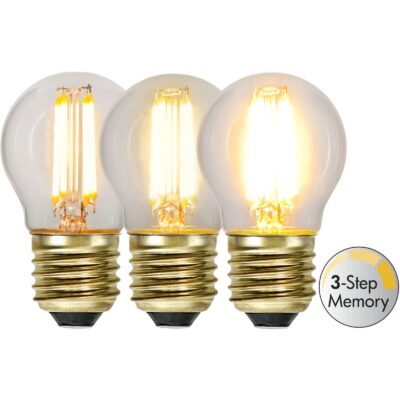 LED-lampa E27 G45 Soft Glow 3-step memory - 4.0w - 2100K - 3-Step-Dim (Memory)