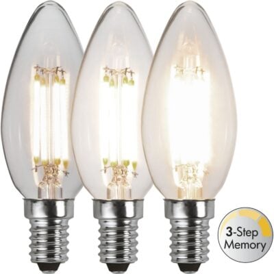 LED-lampa E14 C35 Clear 3-step memory - 4.2w - 3000K - 3-Step-Dim (Memory)