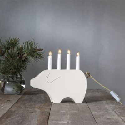 Adventsljusstake Gry - Vit - 28cm