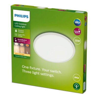 Philips - SuperSlim Loftlampe SSW 15W 27K Hvid IP54