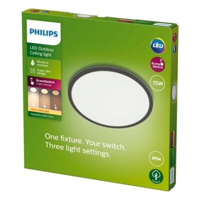 Philips – SuperSlim Ceiling SSW 15W 27K Black IP54